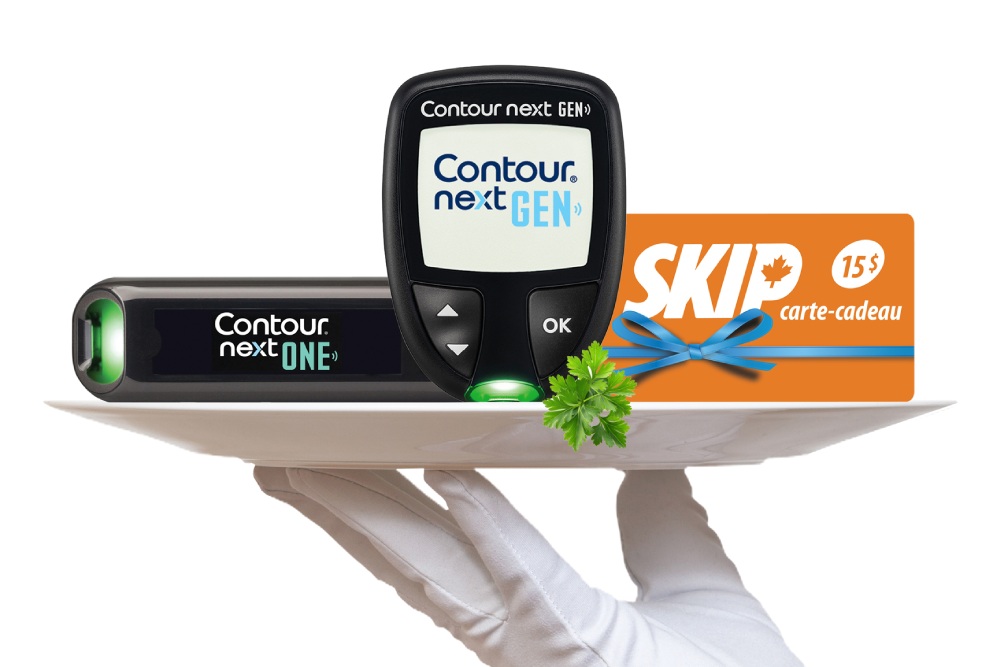 une assiete contenant les lecteurs contour et la carte cadeau SKIP